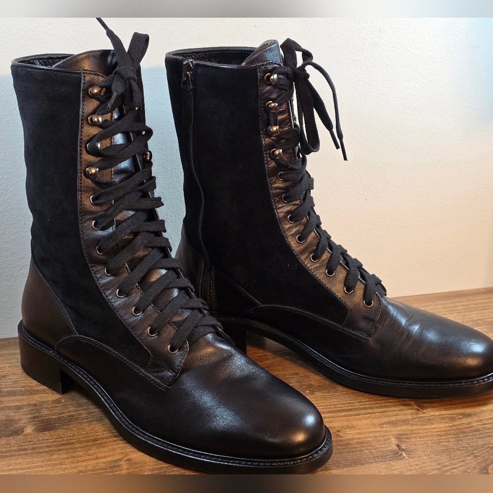 Aquatalia Brigatta Suede/Leather Combat Boot Women's Sz 8.5 - Picture 3 of 10